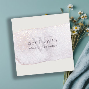 Abstracte Paarse Lila Borstel Stoke Monogram Shiny Vierkante Visitekaartje