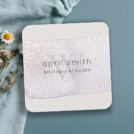 Abstracte Paarse Lila Borstel Stoke Monogram Shiny Vierkante Visitekaartje