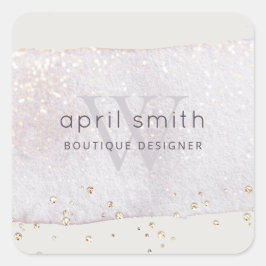 Abstracte Paarse Lila penseel Stoke Monogram Glitt Vierkante Sticker