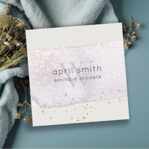 Abstracte Paarse Lila penseel Stoke Monogram Glitt Vierkante Visitekaartje