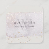 Abstracte Paarse Lila penseel Stoke Monogram Glitt Vierkante Visitekaartje (Voorkant)