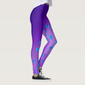 Abstracte Paarse maan en vlinders Leggings (Rechts)
