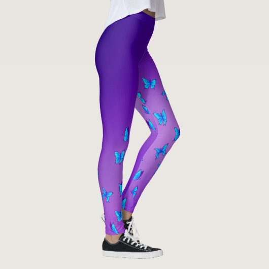 Abstracte Paarse maan en vlinders Leggings (Rechts)
