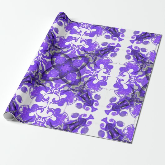 Abstracte paarse mandala, psychedelische mandala cadeaupapier (Uitgerold)