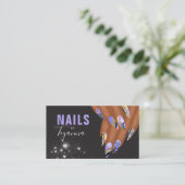 Abstracte Paarse marmer Glitter Hands Nail Artist  Visitekaartje (Staand voorkant)