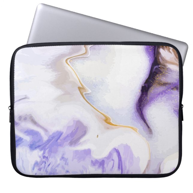Abstracte paarse marmer laptop sleeve (Voorkant)