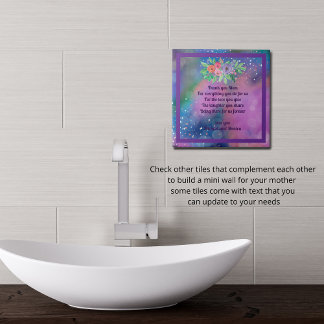 Abstracte Paarse moeder aangepaste notitie Tegeltje