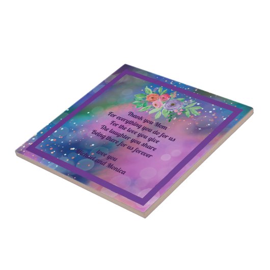 Abstracte Paarse moeder aangepaste notitie Tegeltje (Zijkant)