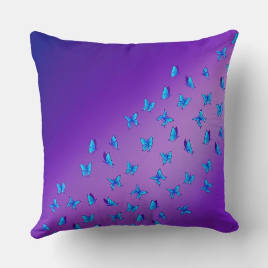Abstracte Paarse Moonbeams en Vlinders Kussen (Achterkant)