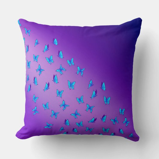 Abstracte Paarse Moonbeams en Vlinders Kussen (Voorkant)