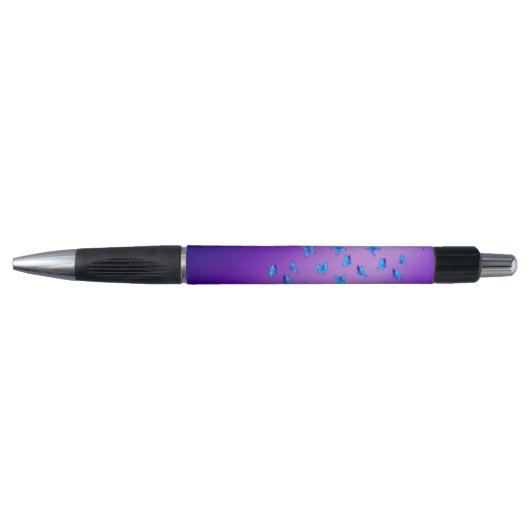 Abstracte Paarse Moonbeams en Vlinders Pen (Voorkant)