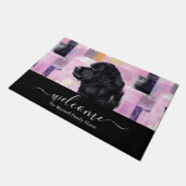 Abstracte paarse Newfie welkomstnaam Deurmat (Schuin)