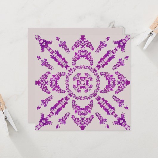 Abstracte Paarse Orchidee Flower Design Pattern Ar Kaart (Voorkant / Achterkant in situ)