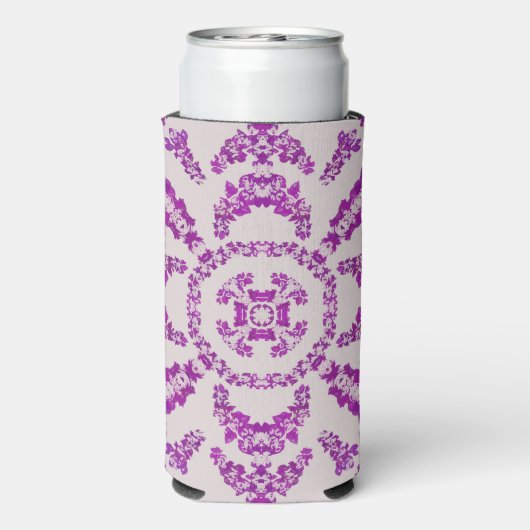 Abstracte Paarse Orchidee Flower Design Pattern Ar Seltzer Blikjeskoeler (Seltzer Achterkant)