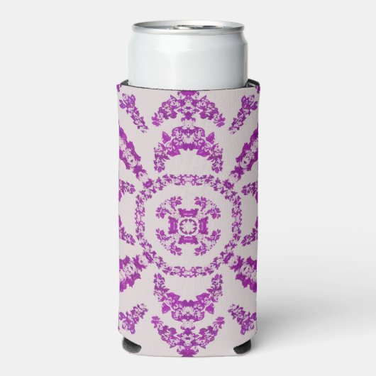 Abstracte Paarse Orchidee Flower Design Pattern Ar Seltzer Blikjeskoeler (Seltzer Voorkant)