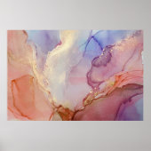 Abstracte Paarse Peach Gold Alcohol Inkt Poster (Voorkant)
