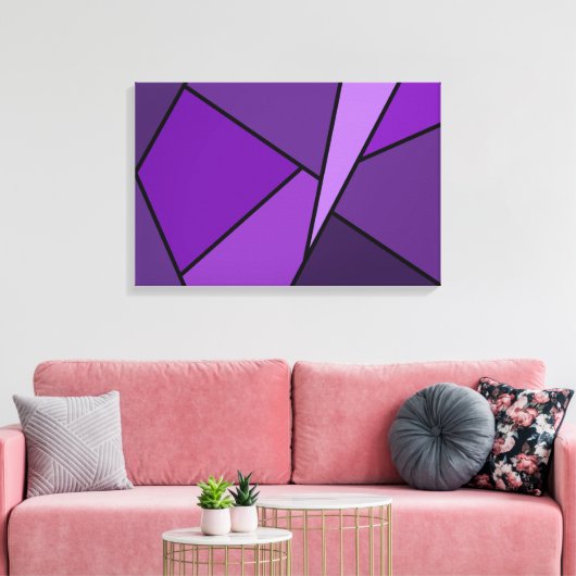 Abstracte Paarse polygons Canvas Afdruk (Insitu (Woonkamer))