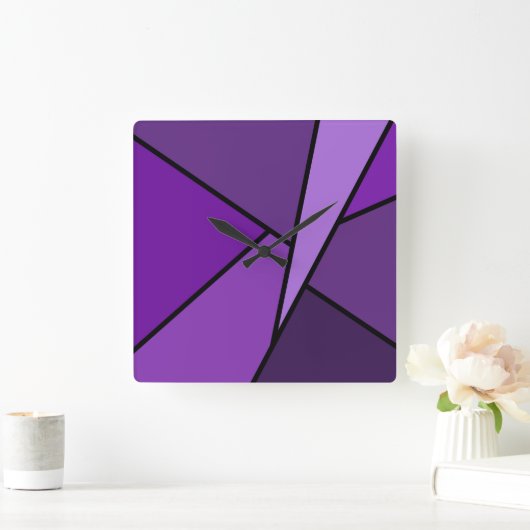 Abstracte Paarse polygons Vierkante Klok (Huis)