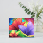 Abstracte Paarse rode gele vlinder moderne kunst Briefkaart (Staand voorkant)