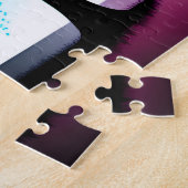 Abstracte Paarse Rood Geel Zwart Silhouet Bomen Legpuzzel (Zijkant)