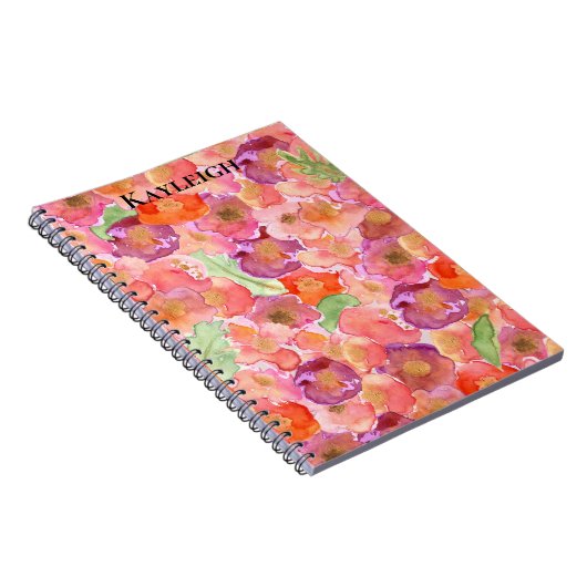 Abstracte Paarse roze bloemen Notitieboek (Rechterzijde)