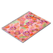 Abstracte Paarse roze bloemen Notitieboek (Linkerzijde)