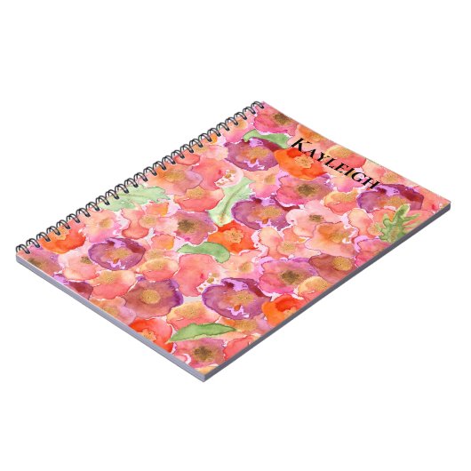 Abstracte Paarse roze bloemen Notitieboek (Linkerzijde)