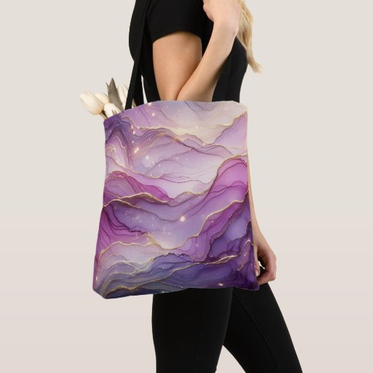 Abstracte Paarse Roze Chic Gouden Sparkle Tote Bag (Dichtbij)