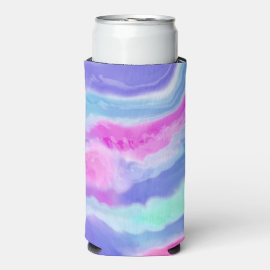 Abstracte Paarse Roze en Aqua Can of Flessenkoeler Seltzer Blikjeskoeler (Seltzer Voorkant)