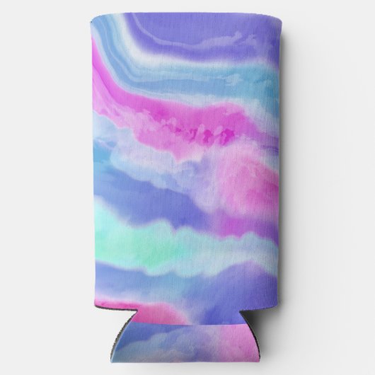 Abstracte Paarse Roze en Aqua Can of Flessenkoeler Seltzer Blikjeskoeler (Achterkant)