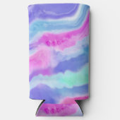 Abstracte Paarse Roze en Aqua Can of Flessenkoeler Seltzer Blikjeskoeler (Voorkant)