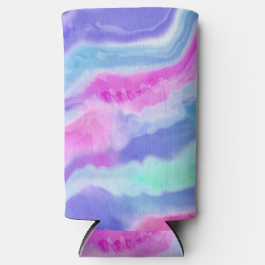 Abstracte Paarse Roze en Aqua Can of Flessenkoeler Seltzer Blikjeskoeler (Voorkant)