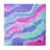 Abstracte Paarse Roze en Aqua Keramische Tegel Tegeltje (Voorkant)