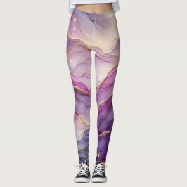 Abstracte Paarse Roze Gouden Chic Sparkle Leggings