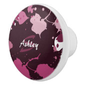 Abstracte Paarse roze schilderplaatjes laten valle Keramische Knop (Rechts)