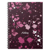 Abstracte Paarse roze schilderplaatjes laten valle Notitieboek (Voorkant)