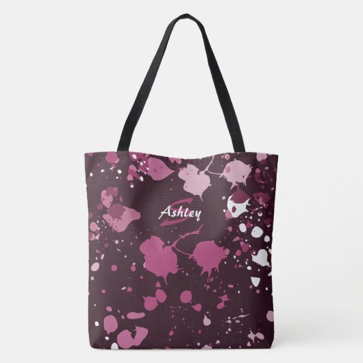 Abstracte Paarse roze schilderplaatjes laten valle Tote Bag (Achterkant)