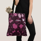Abstracte Paarse roze schilderplaatjes laten valle Tote Bag (Dichtbij)