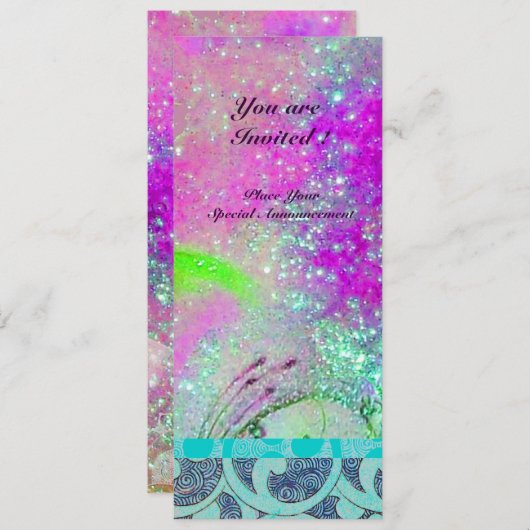 ABSTRACTE PAARSE ROZE TEAL BLAUWE GOLVEN IN FONKEL KAART (Voorkant / Achterkant)