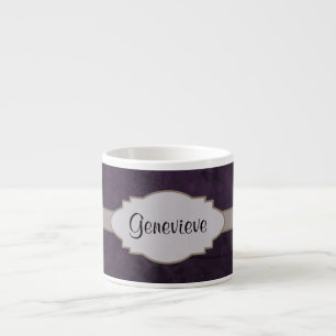 Abstracte Paarse ruitenplaat met retro Floral Espresso Kop