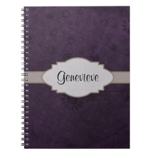 Abstracte Paarse ruitenplaat met retro Floral Notitieboek