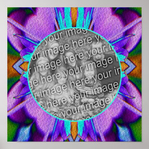 Abstracte Paarse turquoise Lijst cree je eigen fot Poster