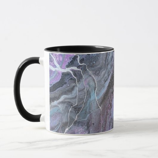 Abstracte paarse & turquoise stroom mok (Links)
