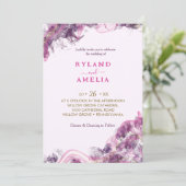 Abstracte Paarse uitnodiging tot weddenschap met a (Staand voorkant)