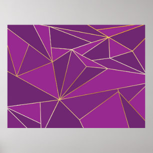 Abstracte paarse veelhoek artistieke geometrie met poster
