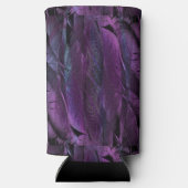 Abstracte paarse veren seltzer blikjeskoeler (Achterkant)