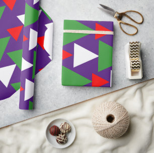 Abstracte Paarse Violet Rood Wit Groen Geometrisch Cadeaupapier