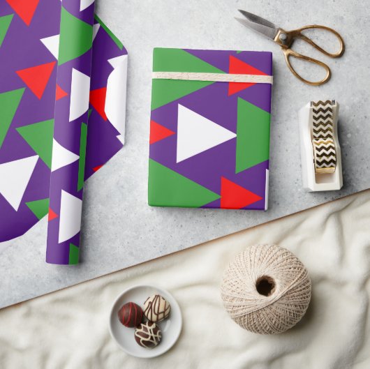 Abstracte Paarse Violet Rood Wit Groen Geometrisch Cadeaupapier (Crafts)