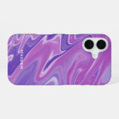Abstracte Paarse Vloeibare Marmer Gepersonaliseerd iPhone 16 Hoesje (Achterkant horizontaal)