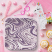 Abstracte Paarse vloeibare marmer Papieren Bordje (Feest)